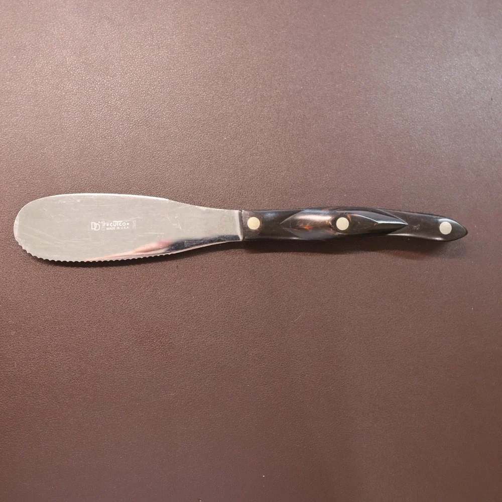 Cutco Spatula Spreader 1768 Vintage Serrated Brown Marbled Handle Made in USA